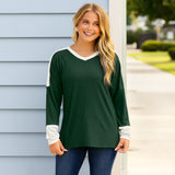 Green Ribbed long sleeve top