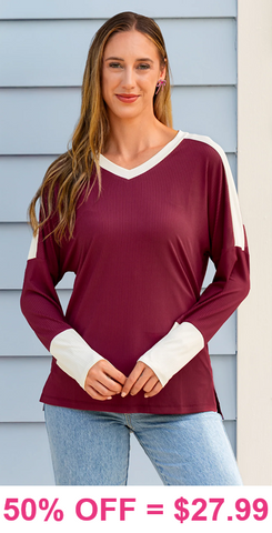 Maroon Ribbed long sleeve top