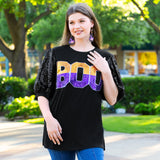 Sequin BOO Black top