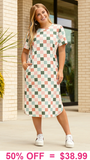 Checekered print t-shirt dress