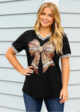 Football bow on black shirt
