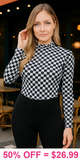 Sheer Mesh Checkered Top