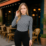 Sheer Mesh Checkered Top