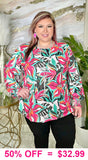 Pink & Turquoise Floral Top