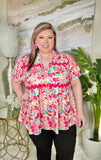 Floral baby doll top with crochet detail