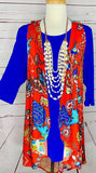 Tangerine Floral Long Vest