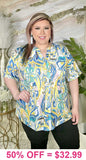 Blue & Yellow Very Soft printed top