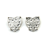 Silver clear crystal Heart Stud Earrings