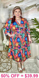Beautiful Floral Midi Dress V-Neck