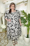 Black & White Floral Smocked Dress