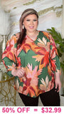 New Arrival Olive & Rust floral top