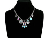 Turquoise & Rhinestone Charm Link necklace