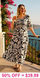 Black & White Floral Smocked Dress