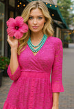 Hot Pink lace ruffle dress