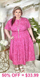 3X: Pink Leopard print Empire Dress