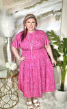 3X: Pink Leopard print Empire Dress