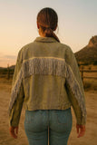 Sage Green jacket with bling fringe