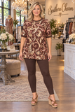 Brown paisley short sleeve top
