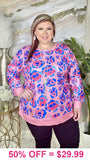 Pink & Blue Leopard Long Sleeve Top