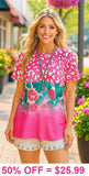 Pink Leopard, Cactus Print Top
