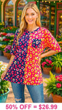 Half & Half Colorful Leopard top with pocket