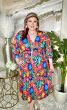 Beautiful Floral Midi Dress V-Neck