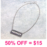 Western Burnished Silver and Bling rectangle bar pendant