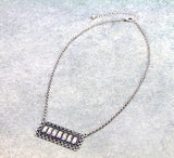 Western Burnished Silver and Bling rectangle bar pendant
