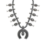 Burnish Silver Color Fashion Squash Blossom Necklace Set