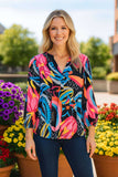 Black Top with Colorful Floral Print