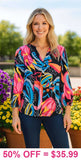 Black Top with Colorful Floral Print