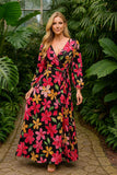 Floral Maxi Wrap Around Dress with Tie Belt