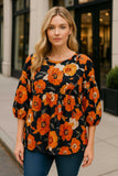 *Rust Floral Baby Doll Top