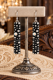 Silver studded bar earring with rhinestone detail