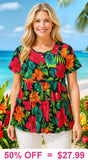 Tropical Beautiful Floral Baby Doll Top