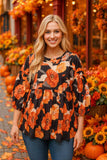 *Rust Floral Baby Doll Top