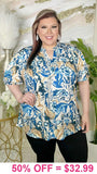 S, M, 2X, 3X Blue, Tan, Cream design top
