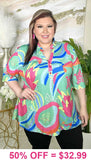 Blue & Green baby doll blouse - Loose Fit