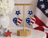 Sequin Flag Heart dangle Star earrings