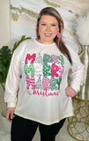 2X, 3X MERRY Christmas white long sleeve top