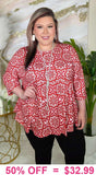 Red & White Baby doll top