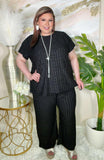2X,3X  : 2 Piece Set: Black thread textured top & pants