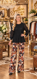 Western Horse print wide leg pants