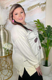 Cream Top with Sequin Christmas Lights