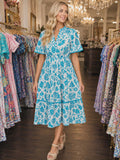 Turquoise and white floral dress