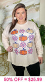 Pumpkin & Flowers Cream Long sleeve top