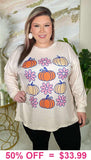Pumpkin & Flowers Cream Long sleeve top