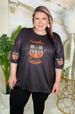 Pumpkin Season with leopard bows black top