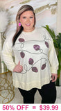 Cream Top with Sequin Christmas Lights