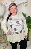 Cream Top with Sequin Christmas Lights